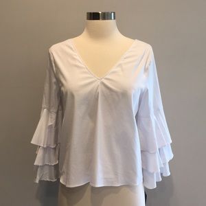 Zara white ruffled sleeves top
